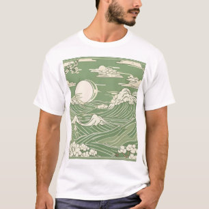 和風伝統柄デザイン0038 - 本物 Tシャツ