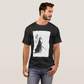 和風墨絵のトラ猫サムライ 浪人 Tシャツ (正面フル)