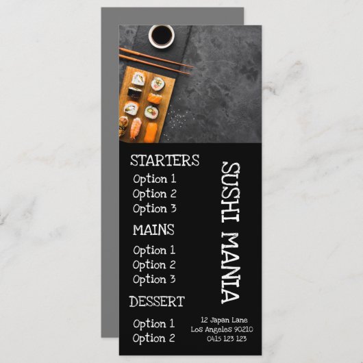 和風寿司レストランのおしゃれなディナーメニュー メニュー (正面/裏面)