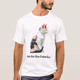 和風尻尾の日本猫 オリジナルカスタムテキスト Tシャツ