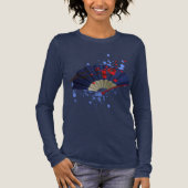 和風扇子 長袖Tシャツ 女性用 トライブレンドＴシャツ (正面)