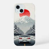 和風日の出アート ホワイトJDM iPhone 15ケース (裏面)