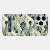 和風波模様のモノグラム入り iPhoneケース (裏面横)