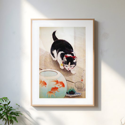 和風猫のイラストアート ポスター
