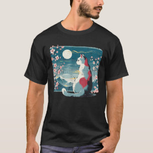 和風猫 山桜 女性 Tシャツ