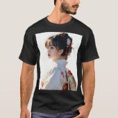 和風美人着物アートプリント Tシャツ (正面)