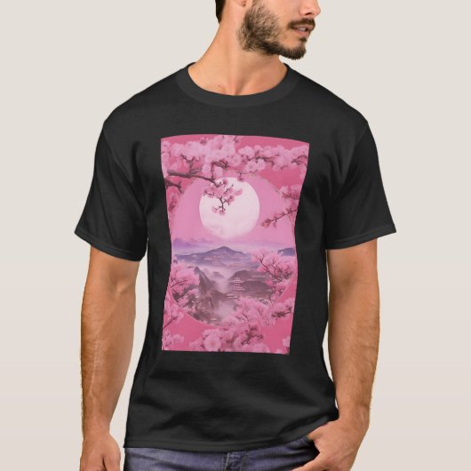 和風美桜 桜の木 トレ Tシャツ (正面)