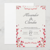 和風花柄の結婚式招待状 セーブザデート (正面/裏面)