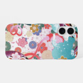 和風花柄 iPhone 16 ケース (裏面横)