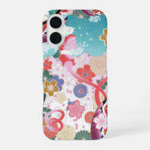 和風花柄 iPhone 16 ケース