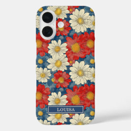 和風赤花柄モノグラム iPhone 16ケース