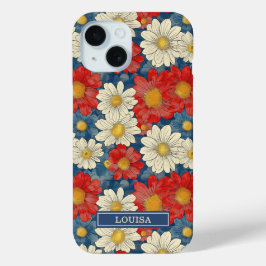 和風赤花紋様モノグラム iPhone 15ケース
