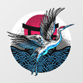 和風飛翔鶴レストラン装飾 フロント ウィンドウサイン (シート)