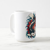 和風鯉の芸術 ロングスリーブ コーヒーマグカップ (正面左)