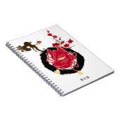 和風 日本の梅とキツネのお面 筆記帳 ノートブック (右側)