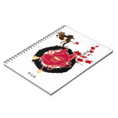 和風 日本の梅とキツネのお面 筆記帳 ノートブック (左側)