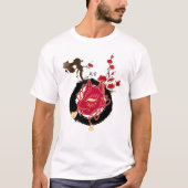 和風 日本の梅とキツネのお面 筆記帳 Tシャツ (正面)