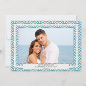 和風 青海波のウェーブ セーブ・ザ・デート フラット フォト 招待状 (正面)