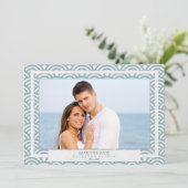 和風 青海波ウェーブ セーブ・ザ・デート フラット フォト 招待状 (スタンド正面)