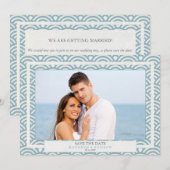 和風 青海波ウェーブ セーブ・ザ・デート フラット フォト 招待状 (正面/裏面)