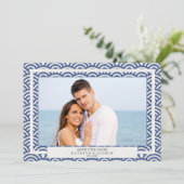 和風 青海波ウェーブ セーブ・ザ・デート フラット フォト 招待状 (スタンド正面)