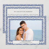 和風 青海波ウェーブ セーブ・ザ・デート フラット フォト 招待状 (正面/裏面)