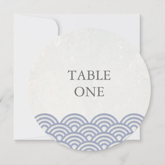 和風 青海波スタイルの波模様の丸テーブルナンバー 招待状 (正面)