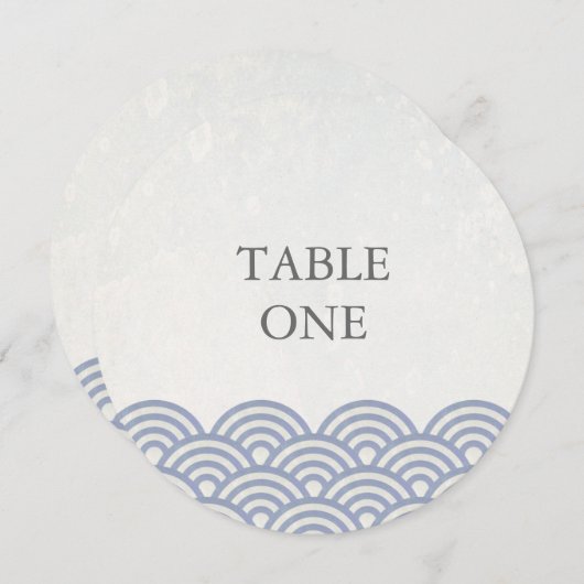和風 青海波スタイルの波紋丸テーブルナンバー 招待状 (正面/裏面)