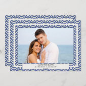 和風 青海波 ウェーブ セーブ・ザ・デート フラット フォト 招待状 (正面/裏面)