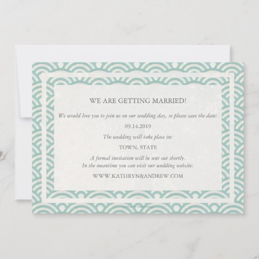 和風 青海波 ウェーブ セーブ・ザ・デート フラット フォト 招待状 (裏面)