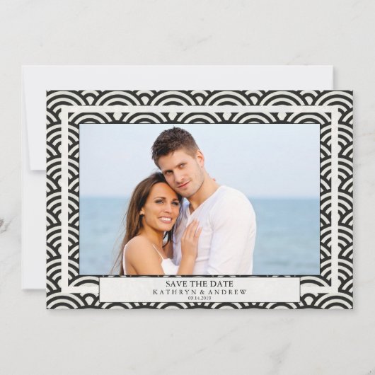 和風 青海波 ウェーブ セーブ・ザ・デート フラット フォト 招待状 (正面)