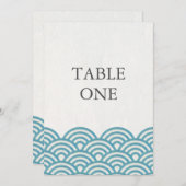 和風 青海波 スタイルの大きなテーブルナンバー 招待状 (正面/裏面)