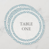 和風 青海波 スタイルの波模様の丸テーブルナンバー 招待状 (正面/裏面)