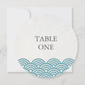 和風 青海波 スタイルの波模様の丸テーブルナンバー 招待状 (裏面)