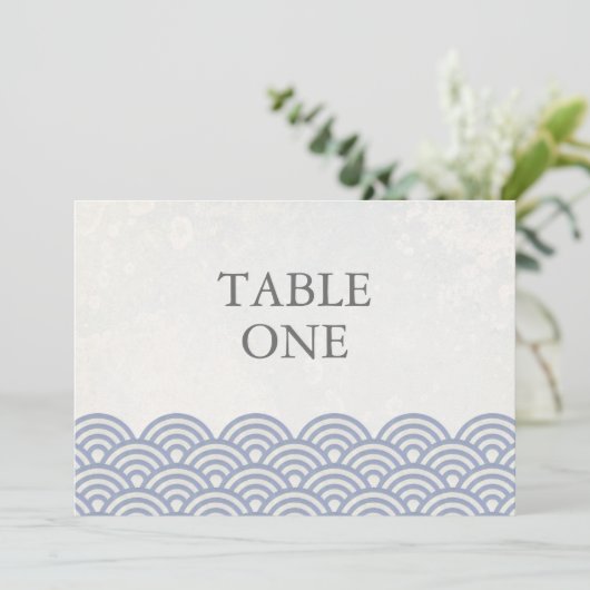 和風 青海波 スタイルの波 大きなテーブルナンバー 招待状 (スタンド正面)