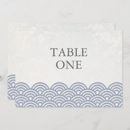 和風 青海波 スタイルの波 大きなテーブルナンバー 招待状 (正面/裏面)