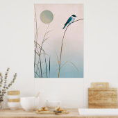 和鳥と竹のミニマルなアートワーク ポスター (キッチン)