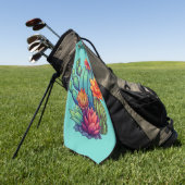 咲かわいらしくサボテン ゴルフタオル (グリーン)