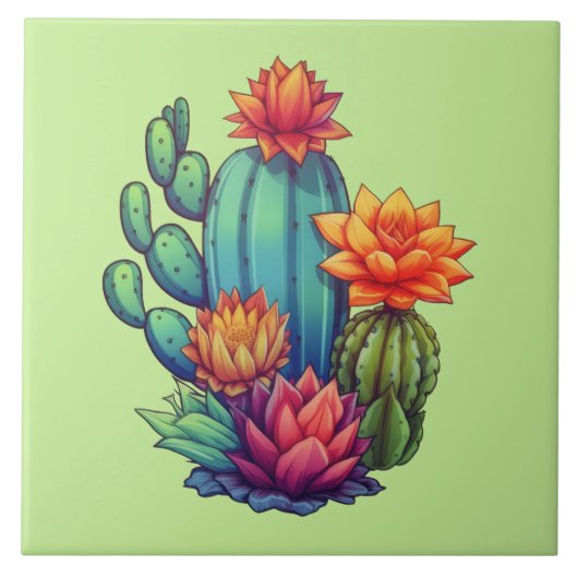 咲かわいらしくサボテン タイル (正面)