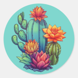 咲かわいらしくサボテン ラウンドシール