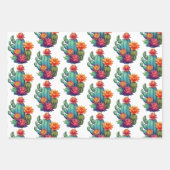 咲かわいらしくサボテン ラッピングペーパーシート (正面3)