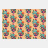 咲かわいらしくサボテン ラッピングペーパーシート (正面2)