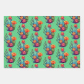 咲かわいらしくサボテン ラッピングペーパーシート (正面)