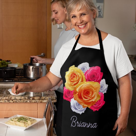 咲きパーソナライズされたバラモチーフエプロン エプロン