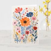 咲き上がり野花の折り畳みカード カード (黄色い花)