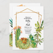 咲き乱れるデザートサボテン幾何学ウェディング 招待状 (正面/裏面)