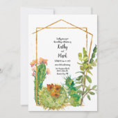 咲き乱れる砂漠のカクタス幾何学的なウェディング 招待状 (正面)