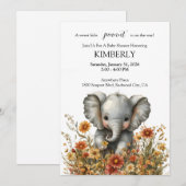 咲き乱れる花園の小さな象 招待状 (正面/裏面)