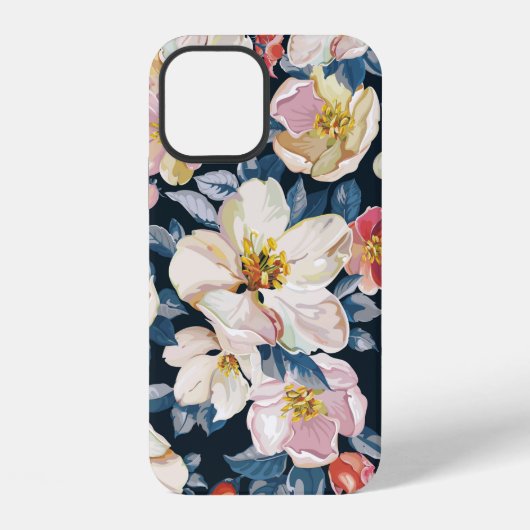 咲き誇るりんごの木のエレガントなシームレスパターン iPhoneケース (裏面)
