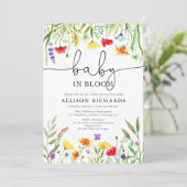 咲き誇るカラフルな野の花 赤ちゃんのお祝い 招待状 (スタンド正面)
